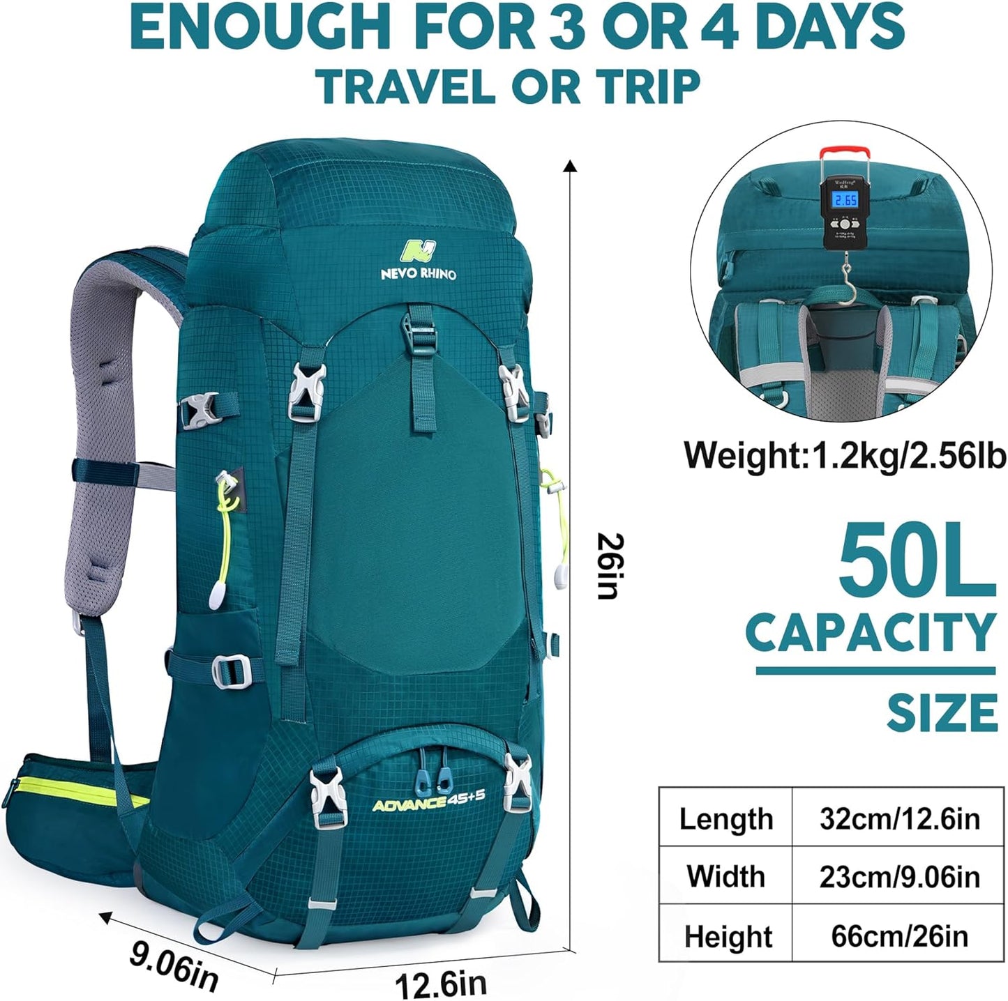 Nivo Rhino 45L+5L Backpack